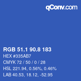 Farbcode: RGB 51.1 90.8 183 | qconv.com