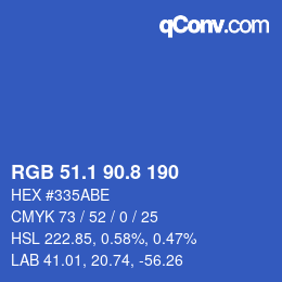 Color code: RGB 51.1 90.8 190 | qconv.com