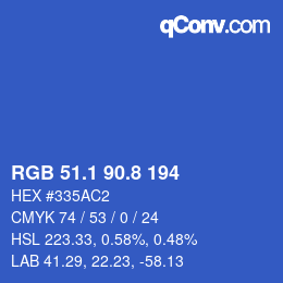 Farbcode: RGB 51.1 90.8 194 | qconv.com