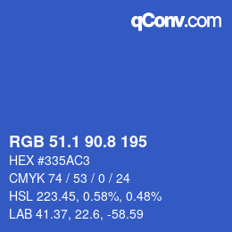 Farbcode: RGB 51.1 90.8 195 | qconv.com