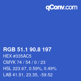 カラーコード: RGB 51.1 90.8 197 | qconv.com