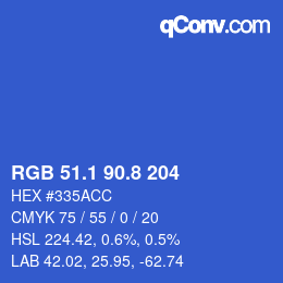 カラーコード: RGB 51.1 90.8 204 | qconv.com