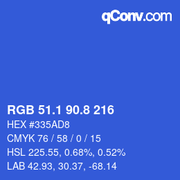 カラーコード: RGB 51.1 90.8 216 | qconv.com