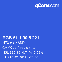 カラーコード: RGB 51.1 90.8 221 | qconv.com
