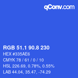 カラーコード: RGB 51.1 90.8 230 | qconv.com