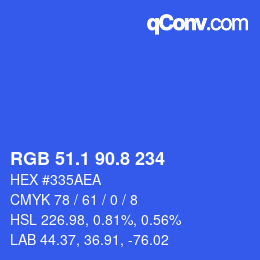 カラーコード: RGB 51.1 90.8 234 | qconv.com