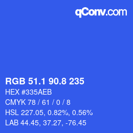 カラーコード: RGB 51.1 90.8 235 | qconv.com