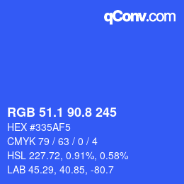 カラーコード: RGB 51.1 90.8 245 | qconv.com