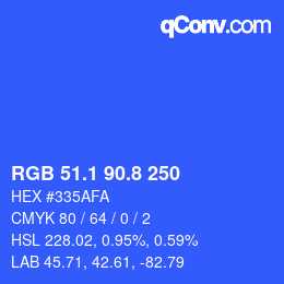 カラーコード: RGB 51.1 90.8 250 | qconv.com