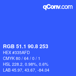 カラーコード: RGB 51.1 90.8 253 | qconv.com