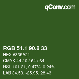 Color code: RGB 51.1 90.8 33 | qconv.com