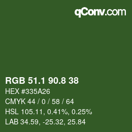 Color code: RGB 51.1 90.8 38 | qconv.com