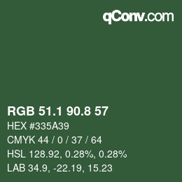 Color code: RGB 51.1 90.8 57 | qconv.com