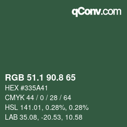 カラーコード: RGB 51.1 90.8 65 | qconv.com