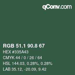 Color code: RGB 51.1 90.8 67 | qconv.com