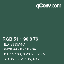 Color code: RGB 51.1 90.8 76 | qconv.com