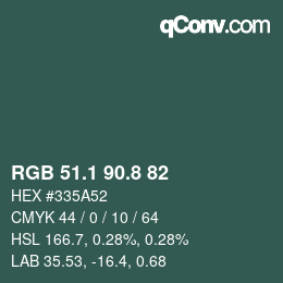 カラーコード: RGB 51.1 90.8 82 | qconv.com