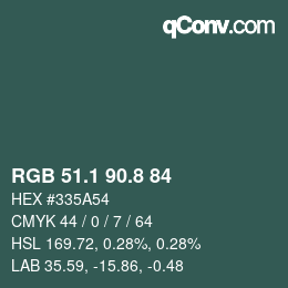 カラーコード: RGB 51.1 90.8 84 | qconv.com