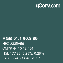 Color code: RGB 51.1 90.8 89 | qconv.com