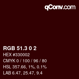 カラーコード: RGB 51.3 0 2 | qconv.com