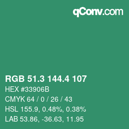 カラーコード: RGB 51.3 144.4 107 | qconv.com