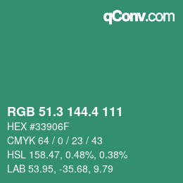 カラーコード: RGB 51.3 144.4 111 | qconv.com