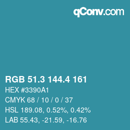 カラーコード: RGB 51.3 144.4 161 | qconv.com