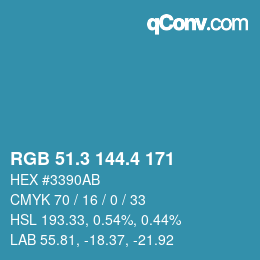 カラーコード: RGB 51.3 144.4 171 | qconv.com
