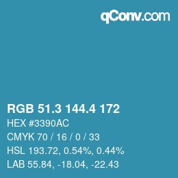 カラーコード: RGB 51.3 144.4 172 | qconv.com