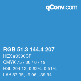 カラーコード: RGB 51.3 144.4 207 | qconv.com