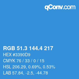 カラーコード: RGB 51.3 144.4 217 | qconv.com