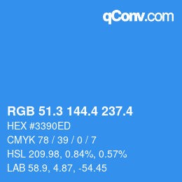 カラーコード: RGB 51.3 144.4 237.4 | qconv.com