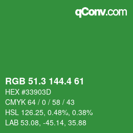 カラーコード: RGB 51.3 144.4 61 | qconv.com