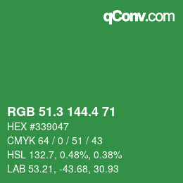 カラーコード: RGB 51.3 144.4 71 | qconv.com