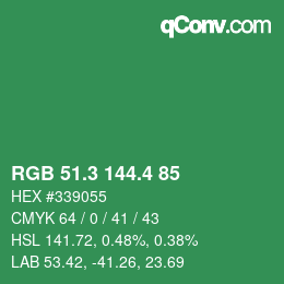 カラーコード: RGB 51.3 144.4 85 | qconv.com