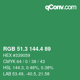 カラーコード: RGB 51.3 144.4 89 | qconv.com