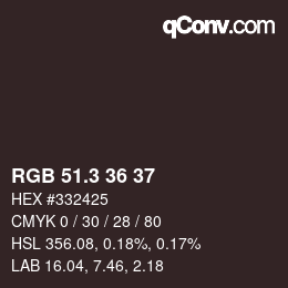 カラーコード: RGB 51.3 36 37 | qconv.com