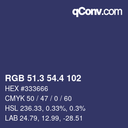 カラーコード: RGB 51.3 54.4 102 | qconv.com