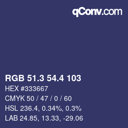 カラーコード: RGB 51.3 54.4 103 | qconv.com