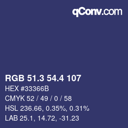 カラーコード: RGB 51.3 54.4 107 | qconv.com