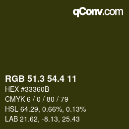 カラーコード: RGB 51.3 54.4 11 | qconv.com