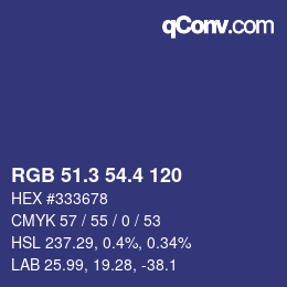 カラーコード: RGB 51.3 54.4 120 | qconv.com