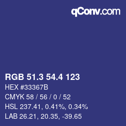 カラーコード: RGB 51.3 54.4 123 | qconv.com