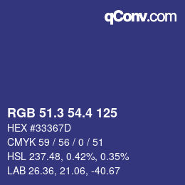 カラーコード: RGB 51.3 54.4 125 | qconv.com