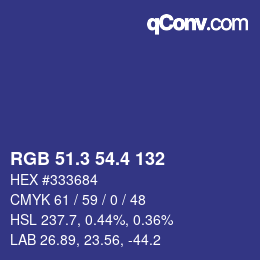 カラーコード: RGB 51.3 54.4 132 | qconv.com