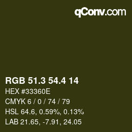 カラーコード: RGB 51.3 54.4 14 | qconv.com