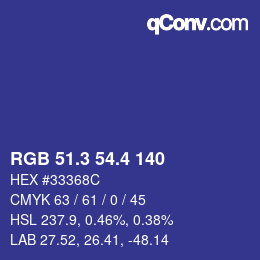 カラーコード: RGB 51.3 54.4 140 | qconv.com