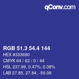 カラーコード: RGB 51.3 54.4 144 | qconv.com