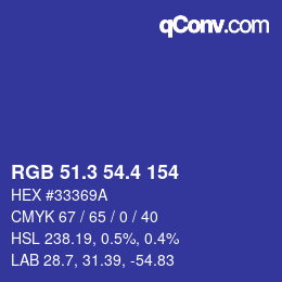 カラーコード: RGB 51.3 54.4 154 | qconv.com