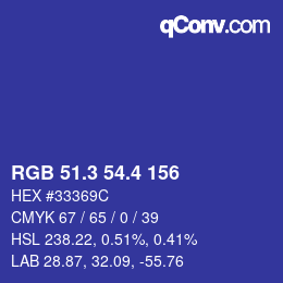 カラーコード: RGB 51.3 54.4 156 | qconv.com